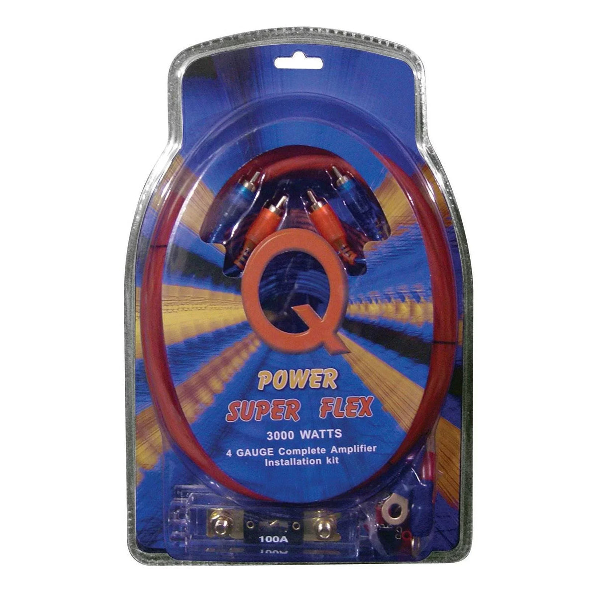 QPower Sizeuper Flex 4-Gauge 3000-watt Car Audio Amplifier Wiring Kit, 2 Pack