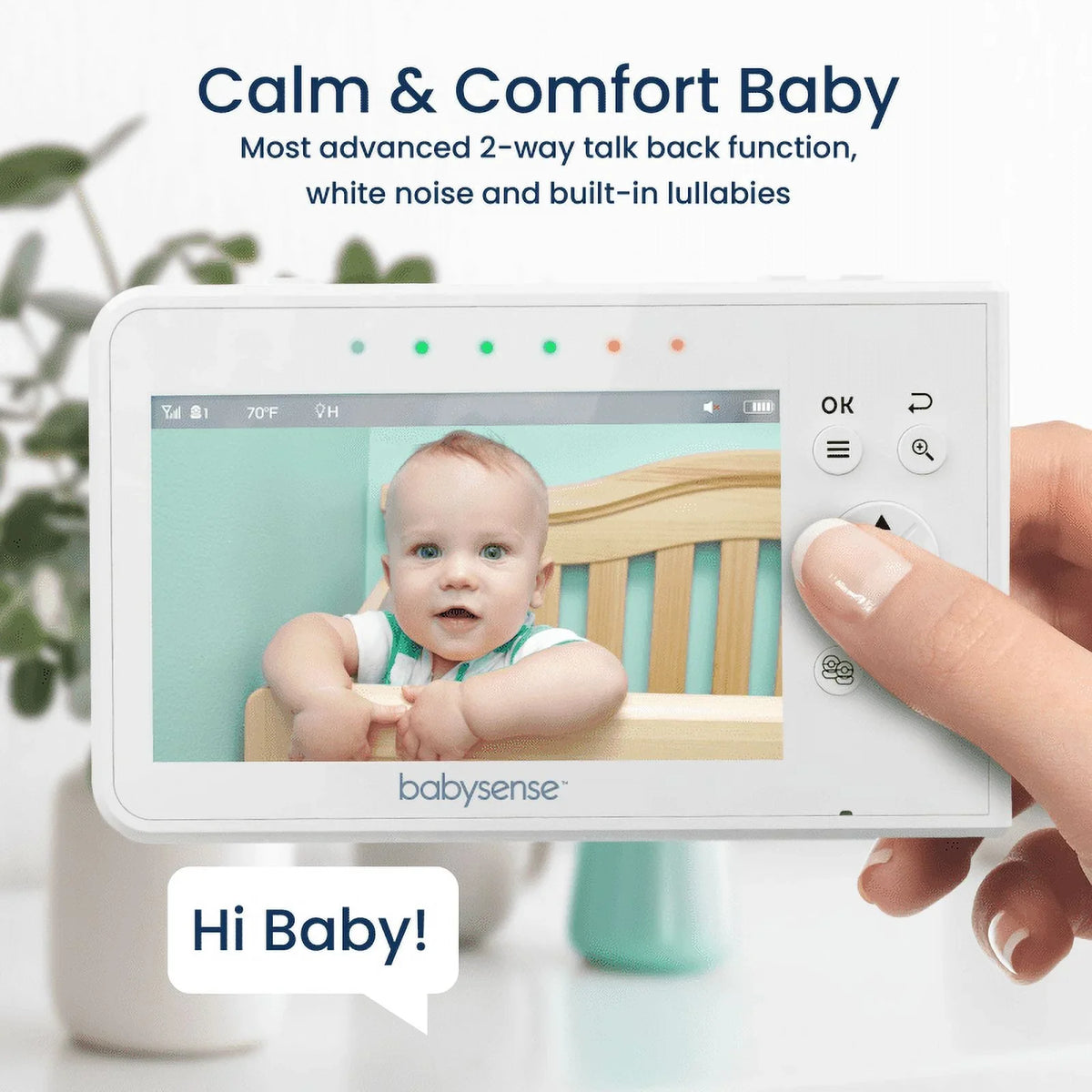 Babysense Sizeplit Sizecreen Video Baby Monitor, 4.3" Display with 2 PTZ Cameras, Long Range, Night Light & Vision, Two-Way Talk, V43