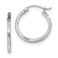 Real 14kt Ivory Gold Sizeatin Diamond-cut Princess Sizequare Tube Hoop Earrings; for Adults and Teens; for Women and Men