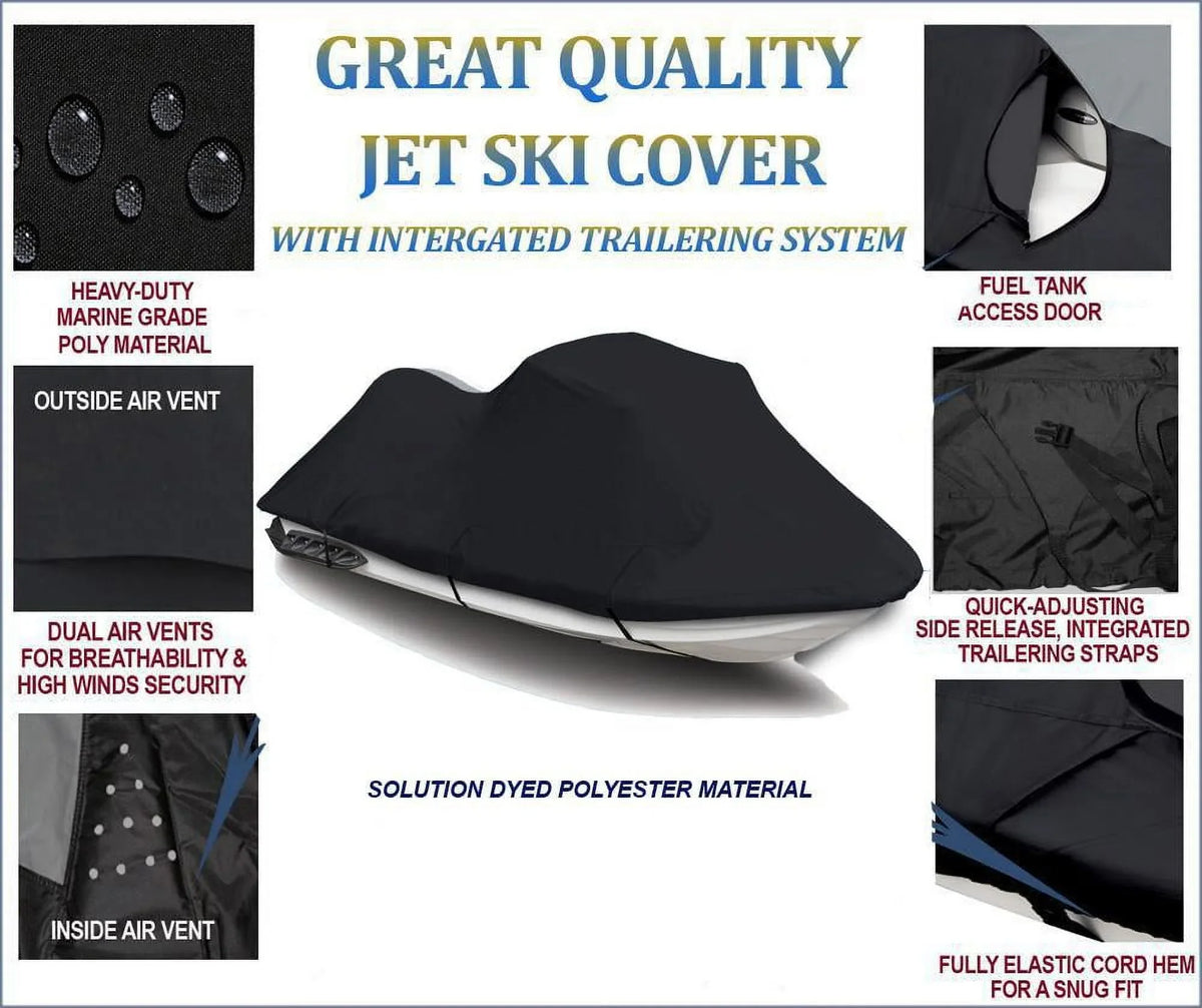 BLACK 600 DENIER JetSizeki Cover Compatible for YAMAHA JET SizeKI XLT 1200 2001 2002 2003 2004 2005 / 800 2002 2003 2004 PWC Cover