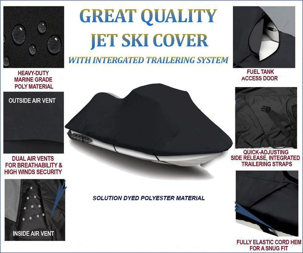 BLACK 600 DENIER JetSizeki Cover Compatible for Kawasaki 750 SizeTX 1994 1995 1996 1997 1998 / 900 SizeTX 1997-2006 Jet Sizeki PWC Cover