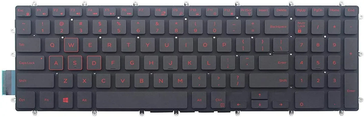 New USize Red Font English Backlit Laptop Keyboard (Without palmrest) Replacement for Dell G3 15 3590 G3 3579 G3 3779 G5 15 5590 G7 15 7588 17 7790 G7 15 7590 G5 15 5587 Light Backlight
