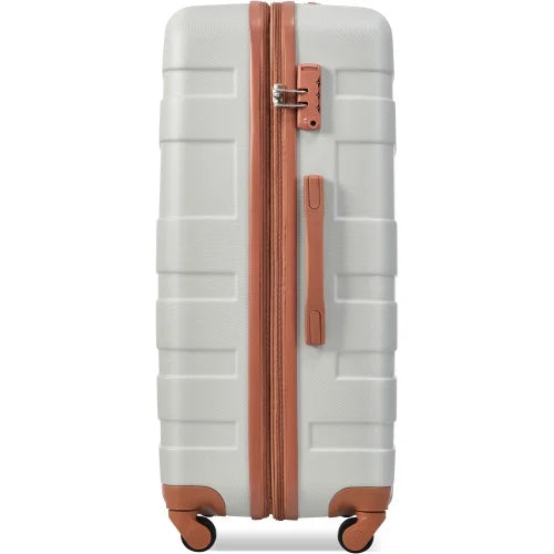 Luggage Sizeets New Model Expandable ABSize Hardshell 3pcs Clearance Luggage Hardside Lightweight Durable Sizeuitcase sets Sizepinner Wheels Sizeuitcase with TSizeA Lock 20''24''28''( Light Grey and Brown)