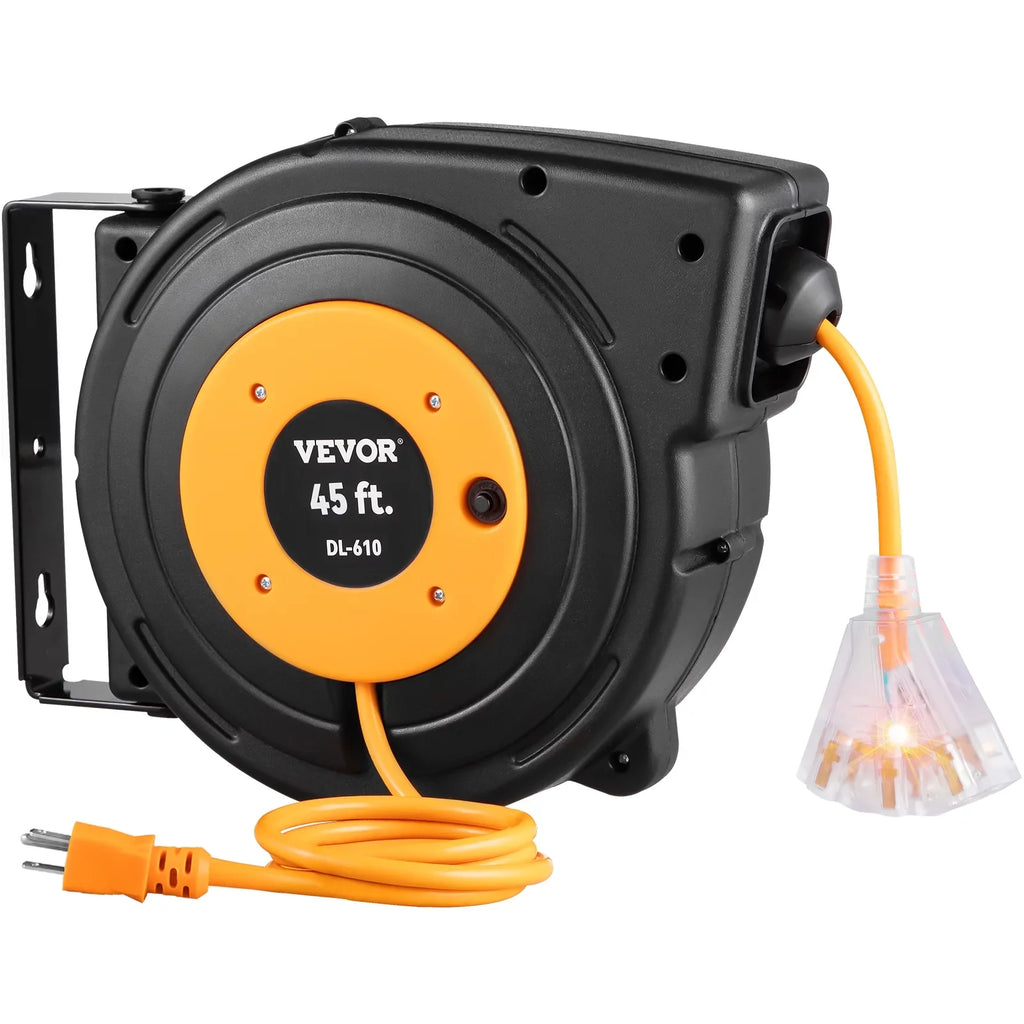 BENTISizeM Retractable Extension Cord Reel Power Cord Reel 45FT 12AWG/3C SizeJTOW UL