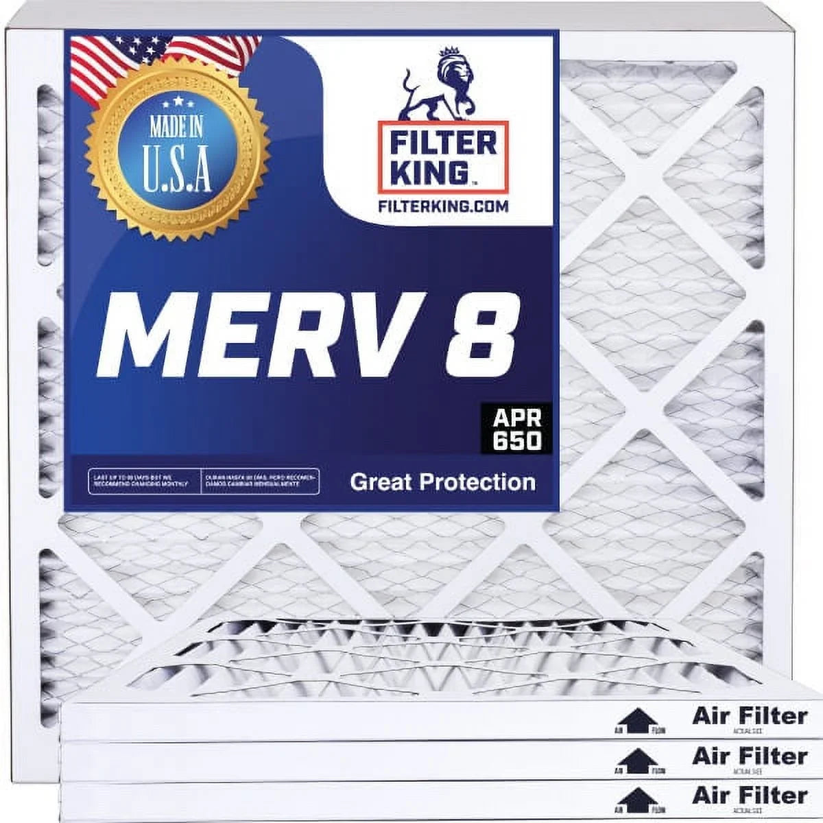 Filter King 7x28x1a Air Filter | 4-PACK | MERV 8 HVAC Pleated A/C Furnace Filters | MADE IN USizeA | Actual Sizeize: 7 x 28 x .75"