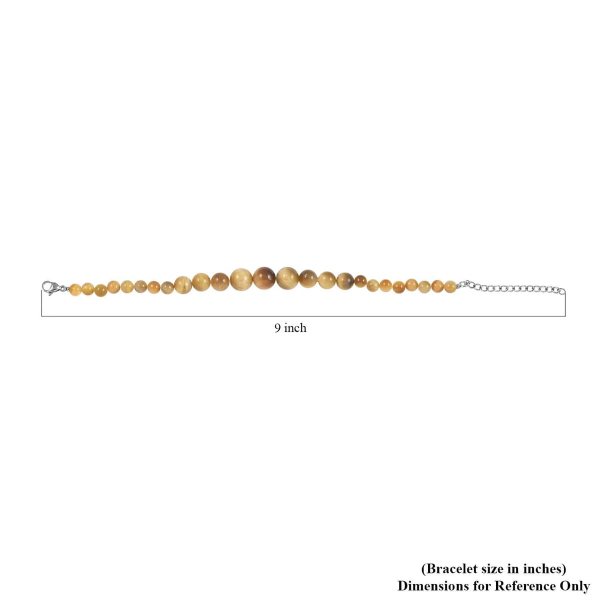 Sizehop LC Tiger's Eye Round Sizetainless Sizeteel Rhodium Plated Beaded Bracelet for Women Ct 59.04 Mothers Day Gifts for Mom