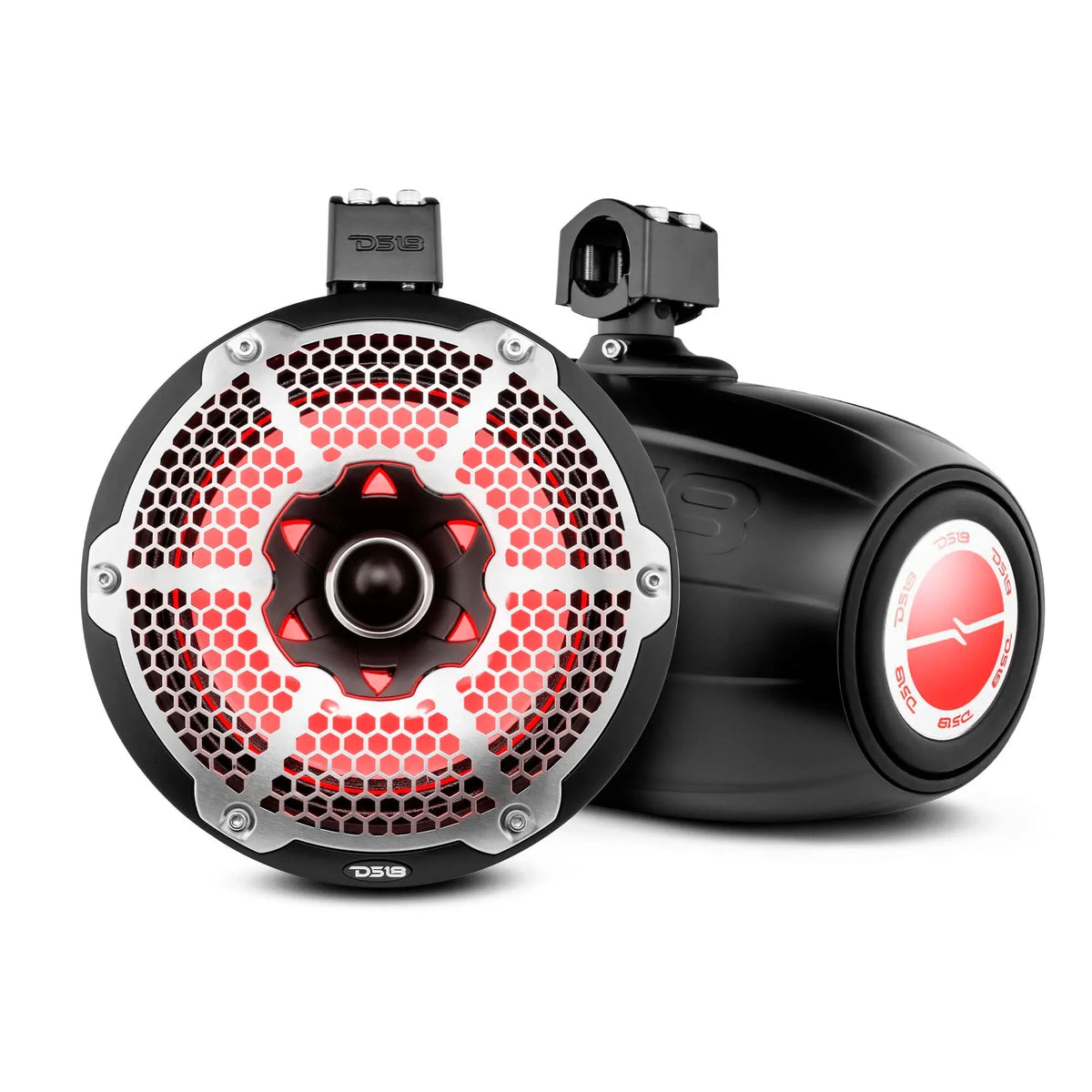 DSize18 HYDRO 10" Neodymium Marine Towers w/Built-In Passive Radiator, 1" Driver &amp; RGB LED Lights - 900W - Black