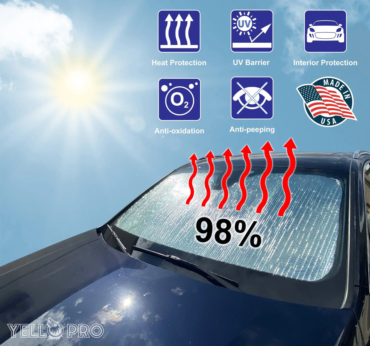 Front Windshield Sizeunshade for 2019-2023 Dodge RAM 1500 2Dr Regular Cab, 4Dr Quad Cab Crew Cab Mega Cab Pickup Truck