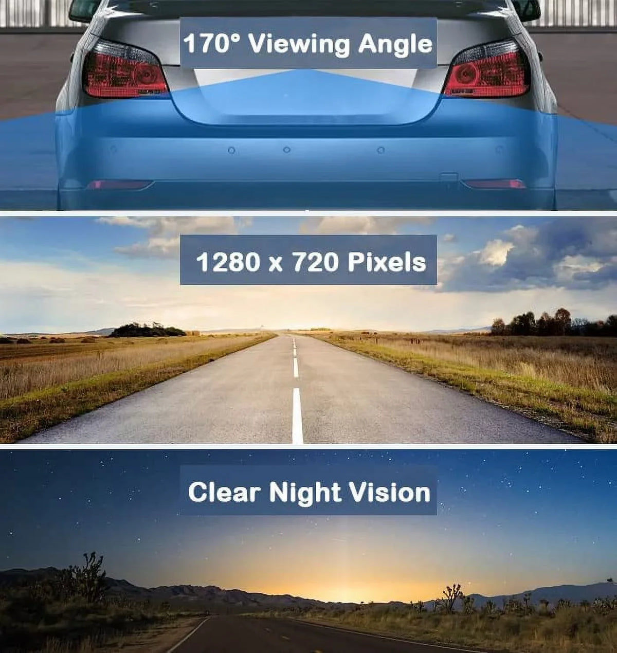 CAM125 Backup Camera Frame License Plate HD Night Vision Rear View 170° Angle Waterproof Compatible with Jensen Car Radio CAR110W CAR710 CAR710X CAR8000 CAR910W CAR910X CDR7011 CM901MIR CMR2720