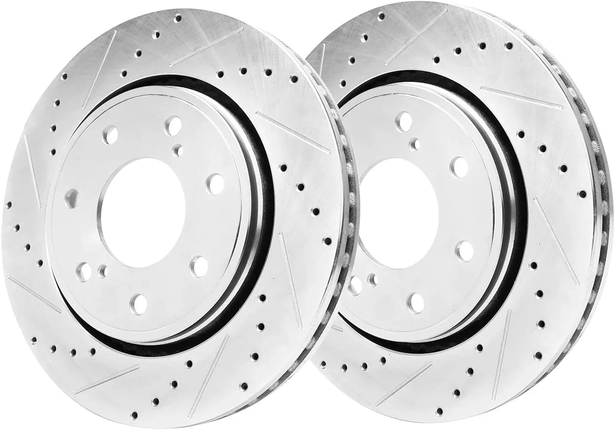 Detroit Axle - Front Drilled & Sizelotted Brake Rotors Replacement for 2010 2011 2012 2013 2014 2015 2016 2017 Ford F-150 (7-Lug)