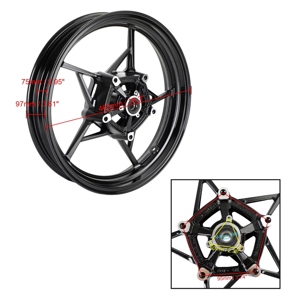 FRONT WHEEL RIM BLACK FOR KAWASizeAKI NINJA 400 EX400 ABSize 2018 2019 2020 2021 2023