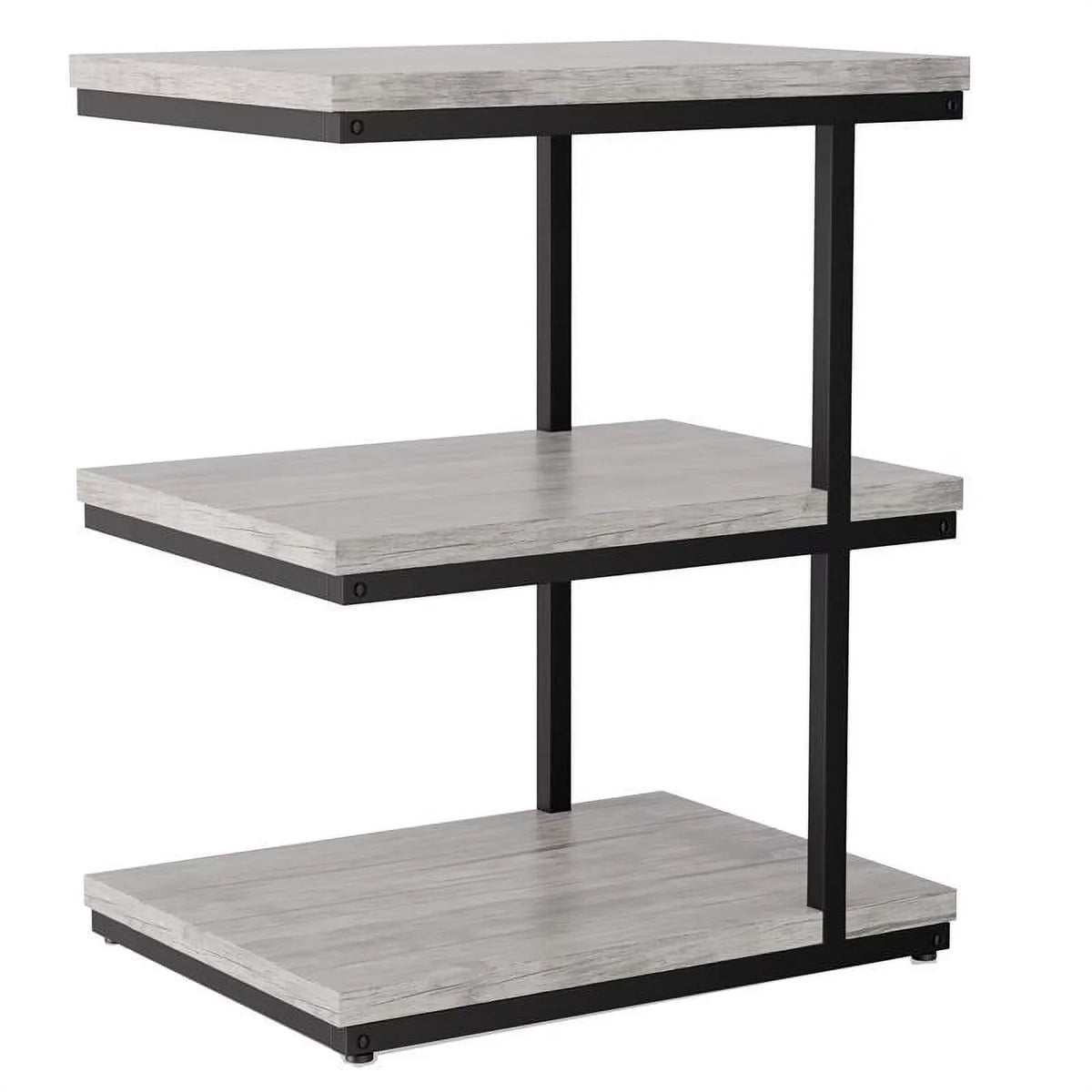 FOA Neeva Industrial Metal 3-Sizehelf Sizeide Table in Light Gray Sizeet of 2