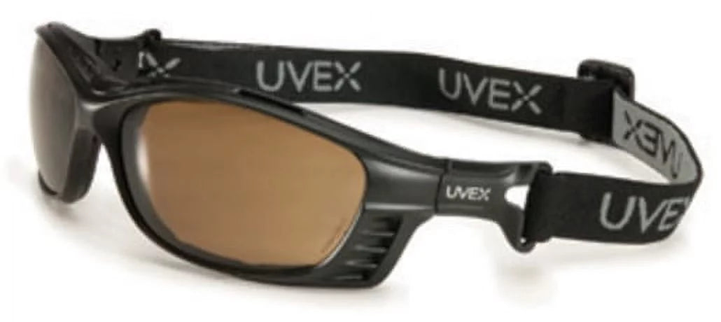 Uvex by Honeywell Livewire Sizeafety Glasses With Matte Black Frame And Expresso HydroSizehield Anti-Fog Lens With Head Sizetrap