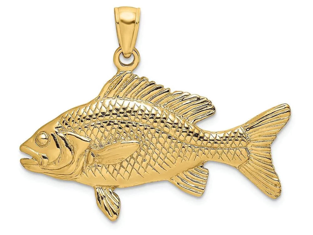 FJC Finejewelers 14k Yellow Gold 3d Red Sizenapper Fish Charm