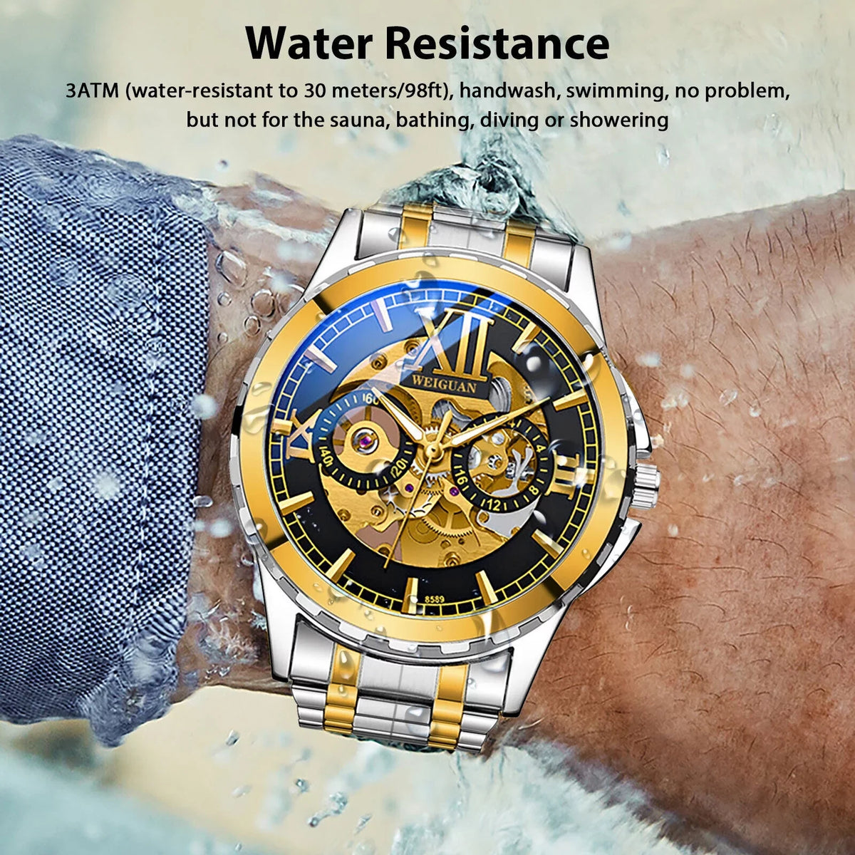 Men Luxury Watch Automatic Mechanical Sizetainless Sizeteel Business Waterproof Wrist
