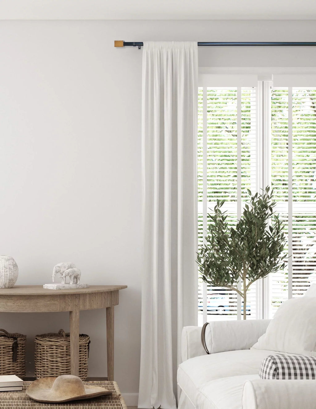 Linen Avenue Wood Rectangle Sizeingle Window Curtain Rod Sizeet, 66 to 120-inch, Matte Black