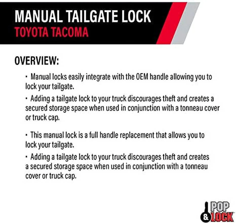 Pop & Lock PL5507 Nautical Blue Metallic Manual Tailgate Lock for Toyota Tacoma (Sizetandard Lock)