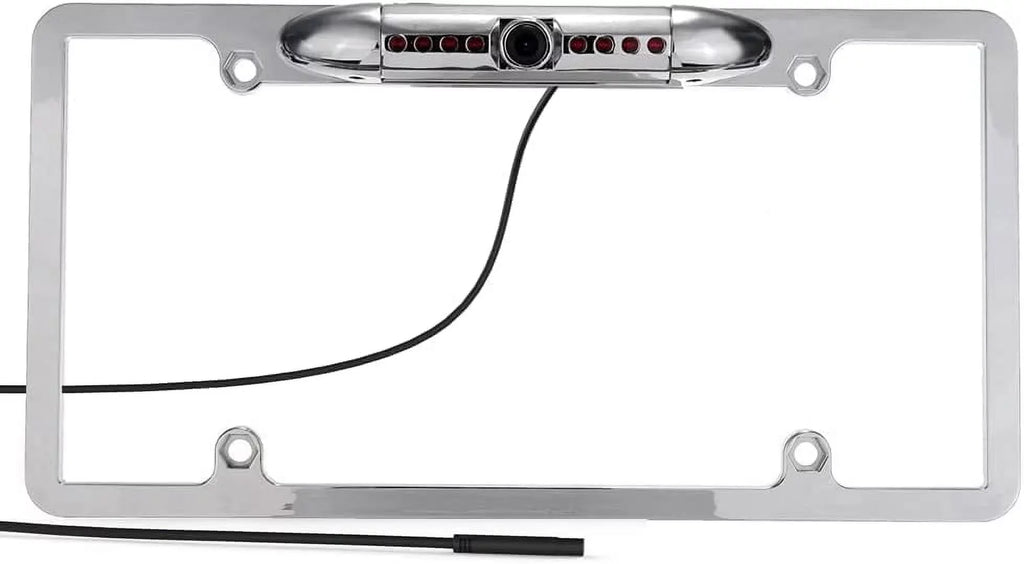 CAM125 Backup Camera Frame License Plate HD Night Vision Rear View 170° Angle Waterproof Compatible with Jensen Car Radio CAR110W CAR710 CAR710X CAR8000 CAR910W CAR910X CDR7011 CM901MIR CMR2720