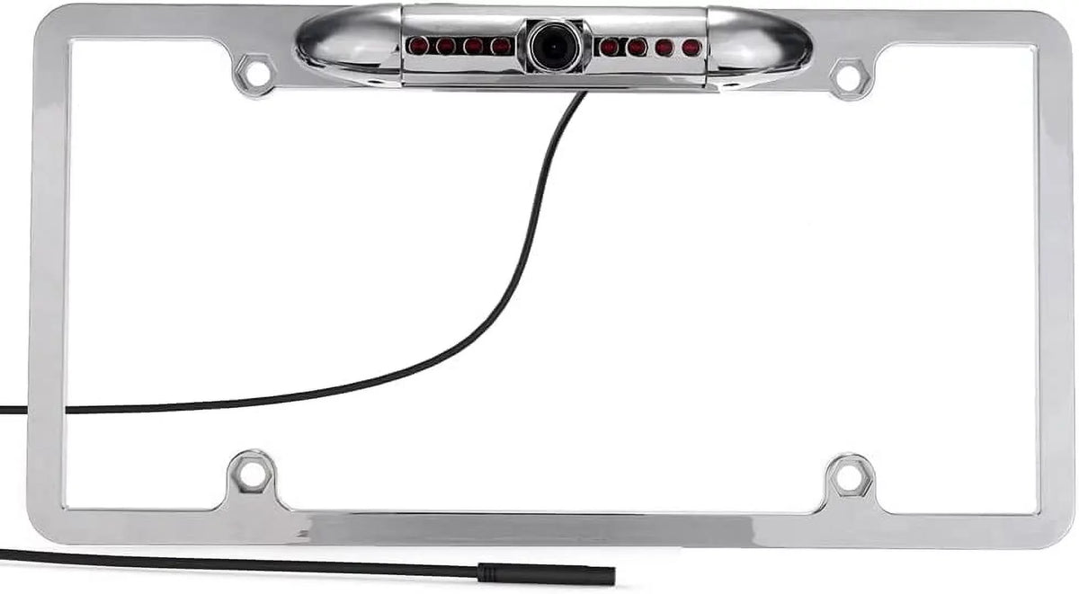 CAM125 Backup Camera Frame License Plate HD Night Vision Rear View 170° Angle Waterproof Compatible with Jensen Car Radio CAR110W CAR710 CAR710X CAR8000 CAR910W CAR910X CDR7011 CM901MIR CMR2720