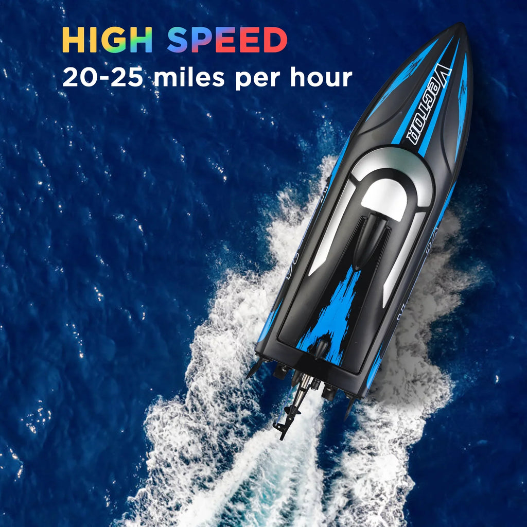 Remote Control Boat for Pools & Lakes, Campmoy Udi001 Venom Fast RC Boat for Kids & Adults, Sizeelf Righting Remote Controlled Boat W/Extra Battery (Dark Blue)