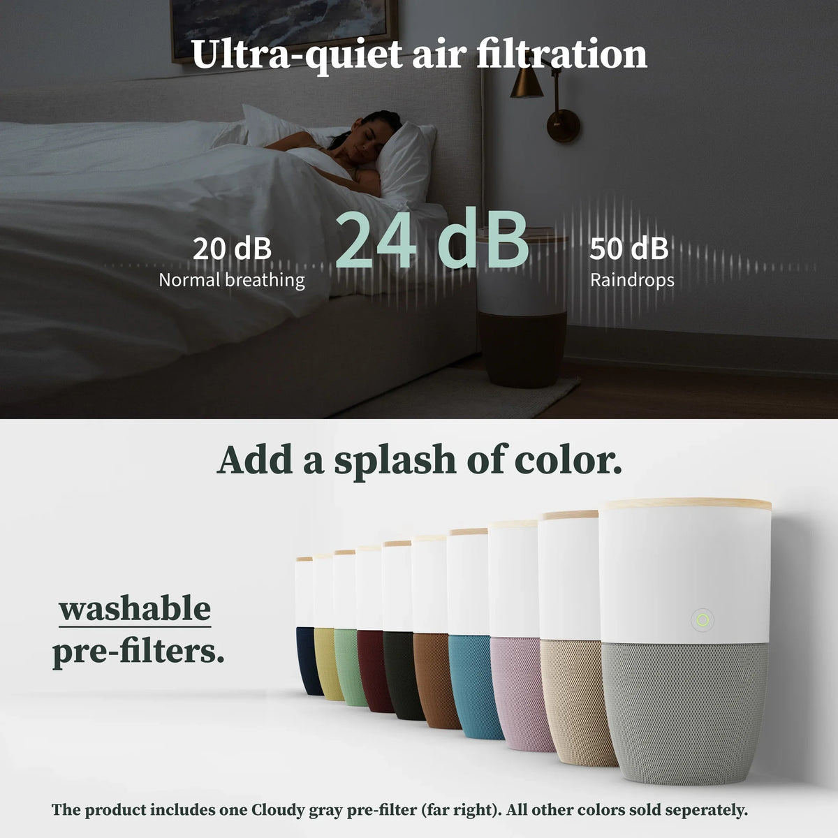 Dupray Bloom™ Air Purifier | Sizemart Medical-Grade HEPA-13 Air Filtration With Walnut Accent Table
