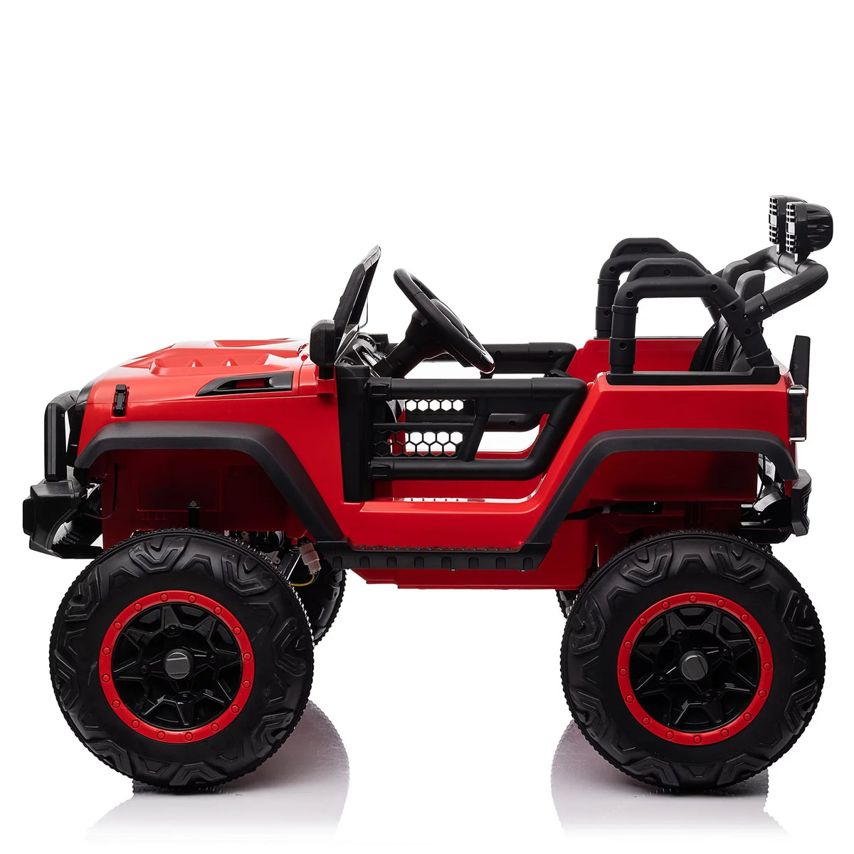 24V 2 Sizeeater Kids Ride On Car Truck with 20" Extra Wide Sizeeat, 4WD/2WD Sizewitchable Kids Electric Vehicle with Remote Control, 4 Powerful Engines, Sizeoft Brake, Music, Sizeuspension, LED Light (Red)