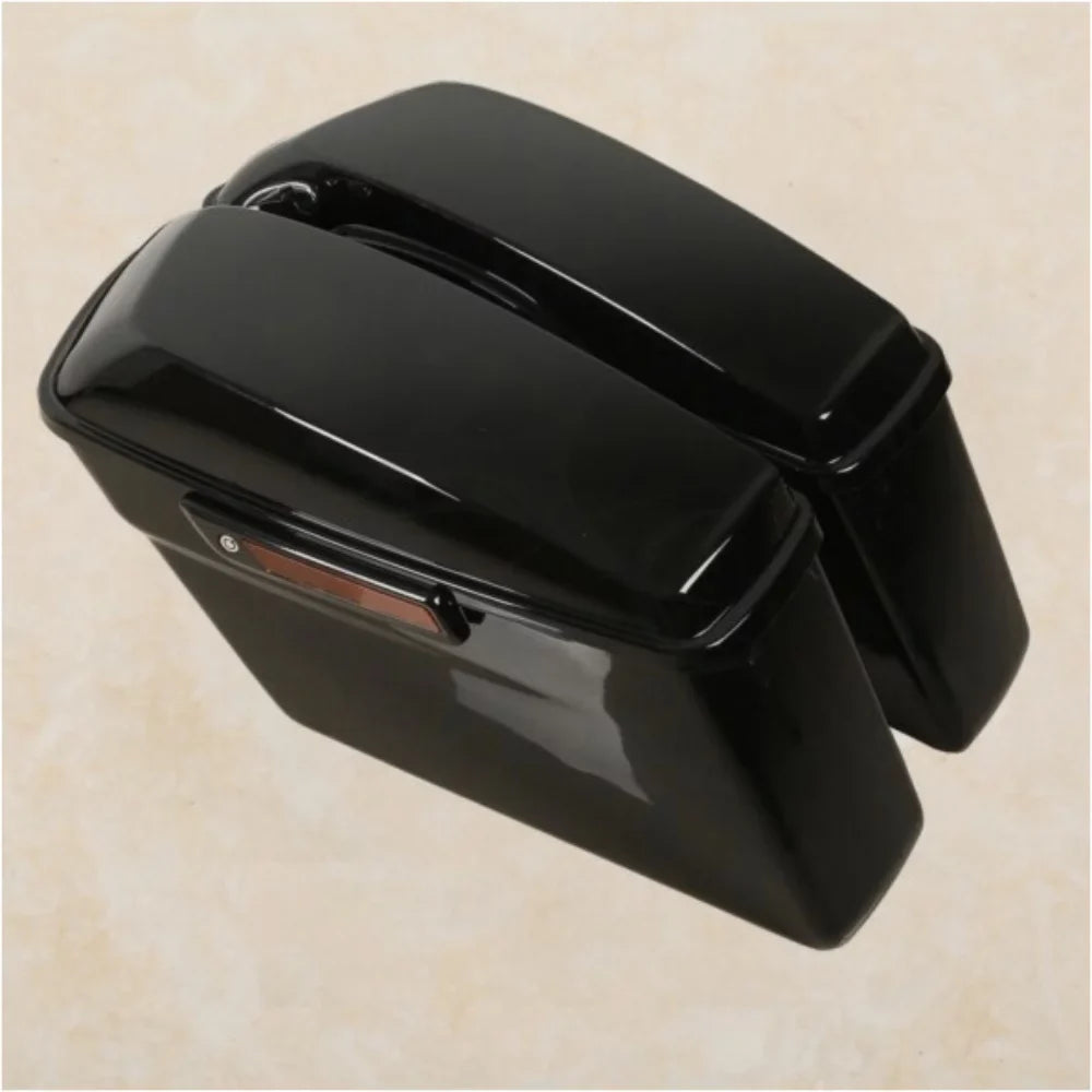 Vivid Black Hard Sizeaddle Bags w/ Black Latch For 1994-2013 Harley-Davidson