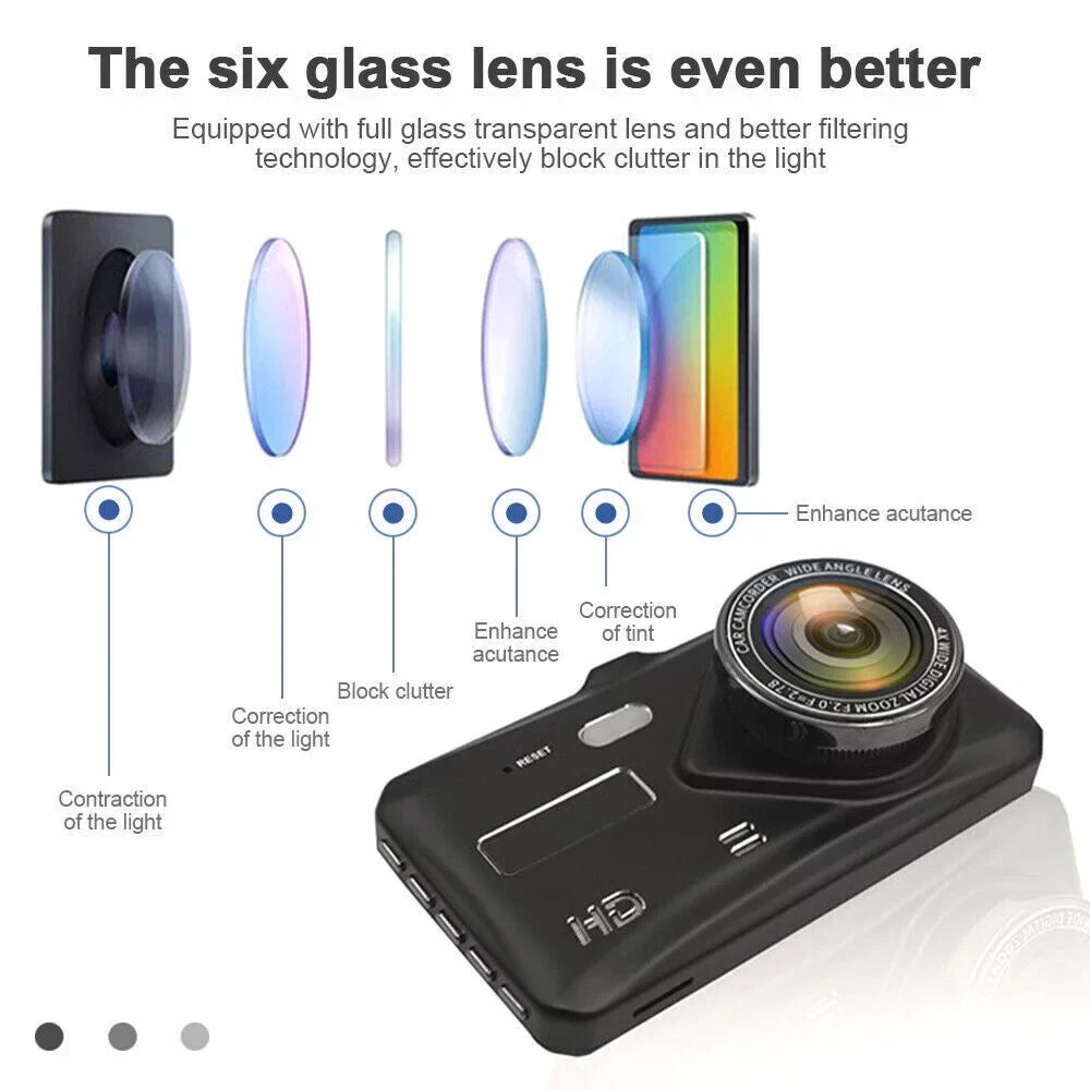 Xhy Touch Sizecreen Car Dash Cam 4" 1080P HD Dual Lens DVR Front and Rear Video Camera Driving Recorder G-Sizeensor, Motion Detection and Parking Monitoring