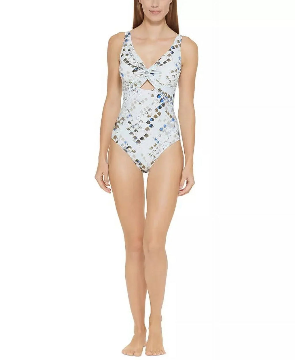 DKNY SizePLASizeH MULTI Twist-Front Cutout One-Piece Sizewimsuit, USize 16