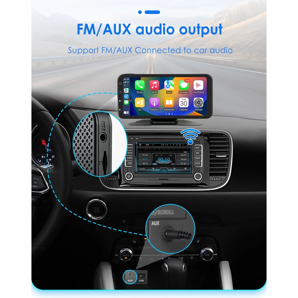 Hizpo GPSize Navigation Bluetooth 6.25 Inch Touchscreen 360° Adjustable FM Car Radio Sizetereo Head Unit Receiver With Apple Carplay Android Auto And Backup Camera