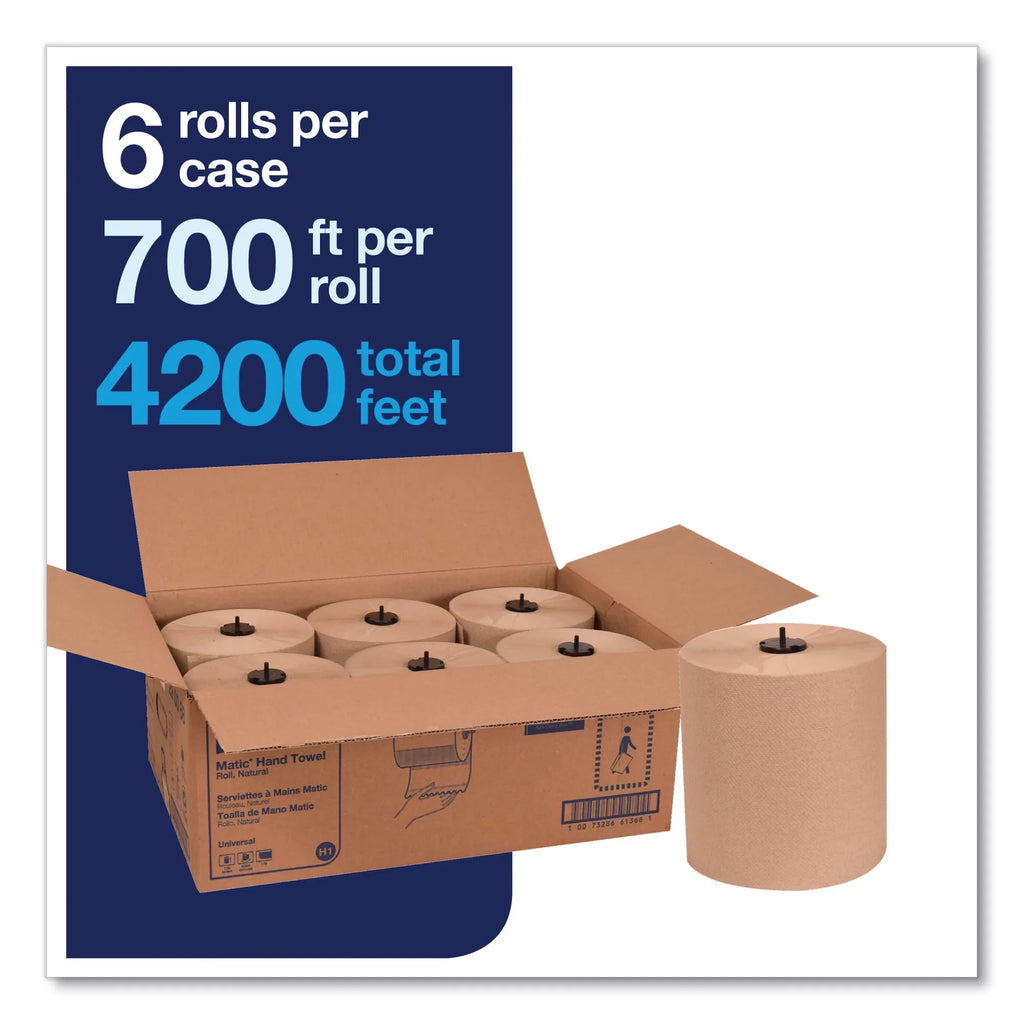 Tork Matic Hardwound Roll Towel, 7.7" x 700 ft, Natural, 6 Rolls/Carton -TRK290088