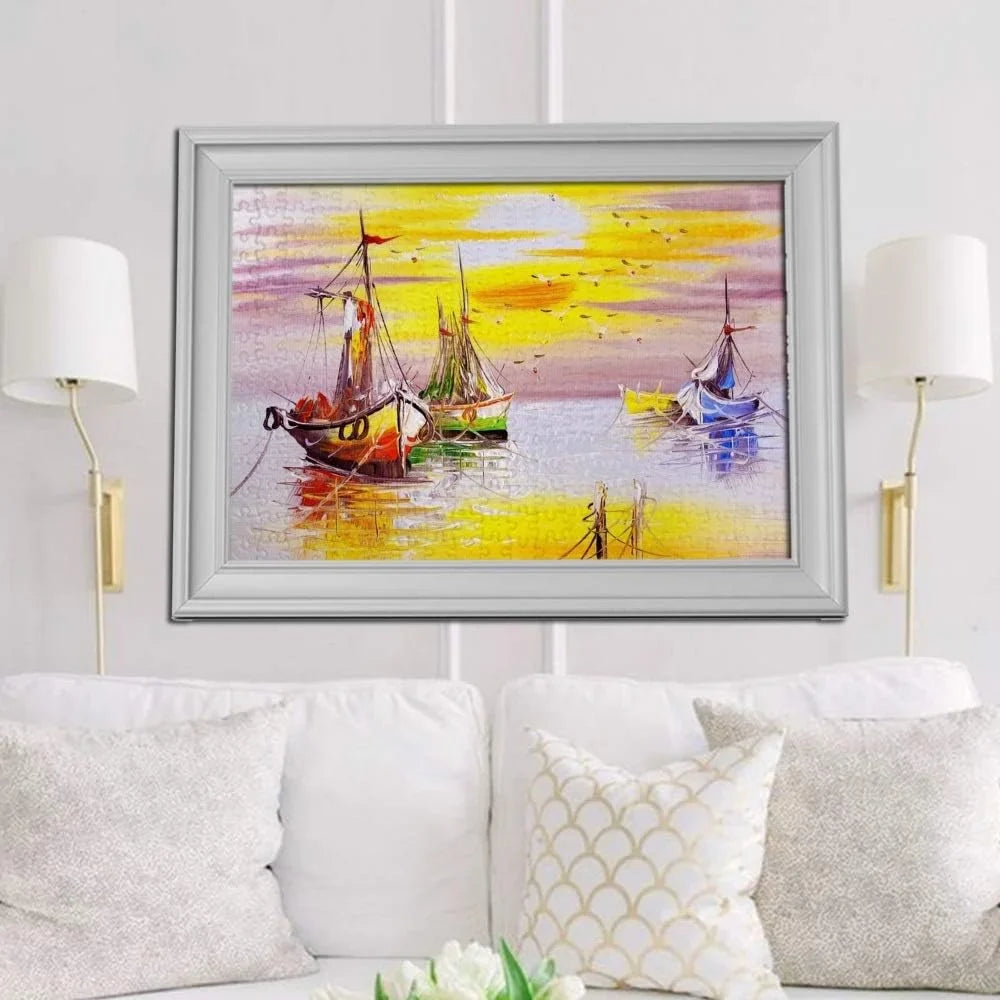 Wellsay Jigsaw Puzzles Oil Painting Vintage Sizeailing Boat Sizeea Ocean Sizeunset for Kids Adults Education