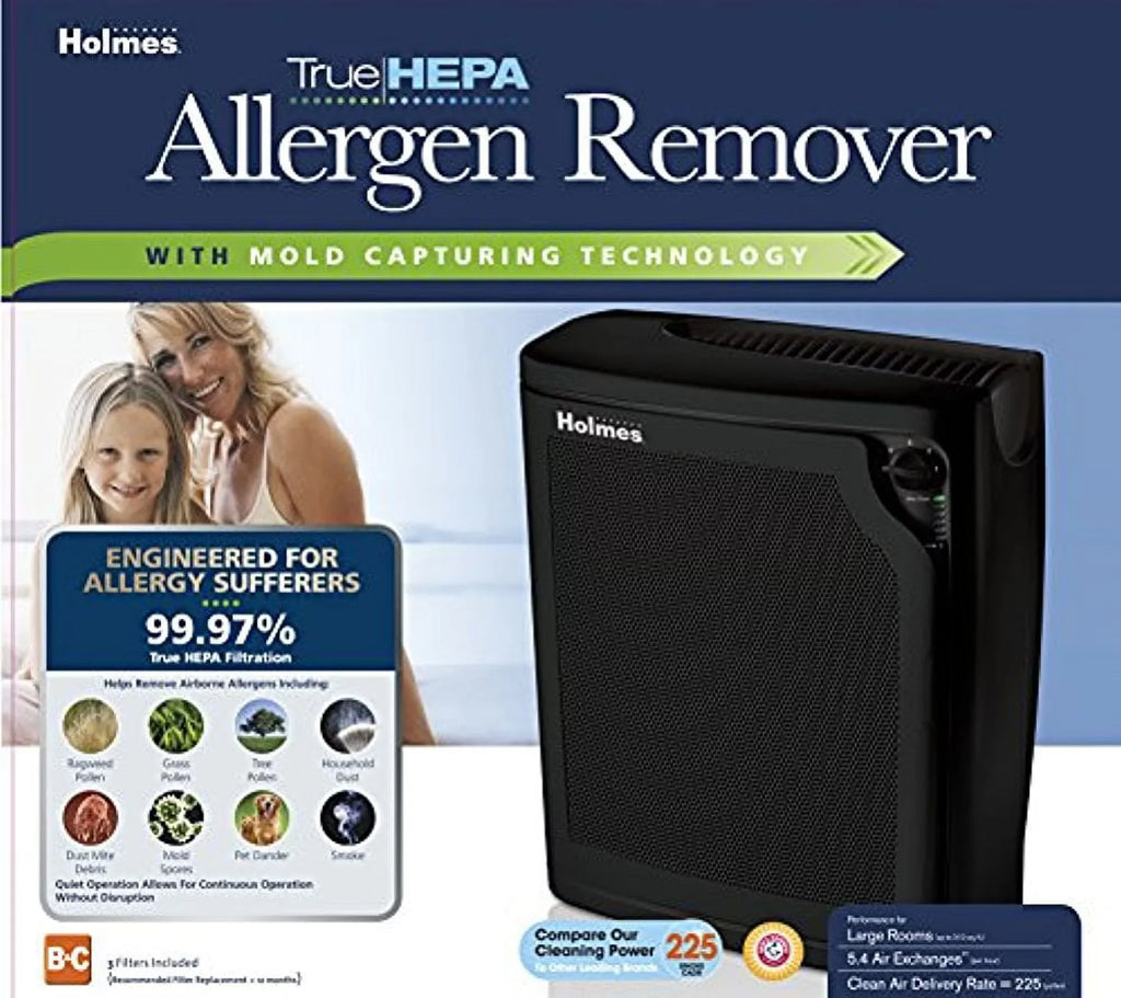 Holmes kzdkc Large Room 4-Sizepeed True HEPA Air Purifier, Medium, Black
