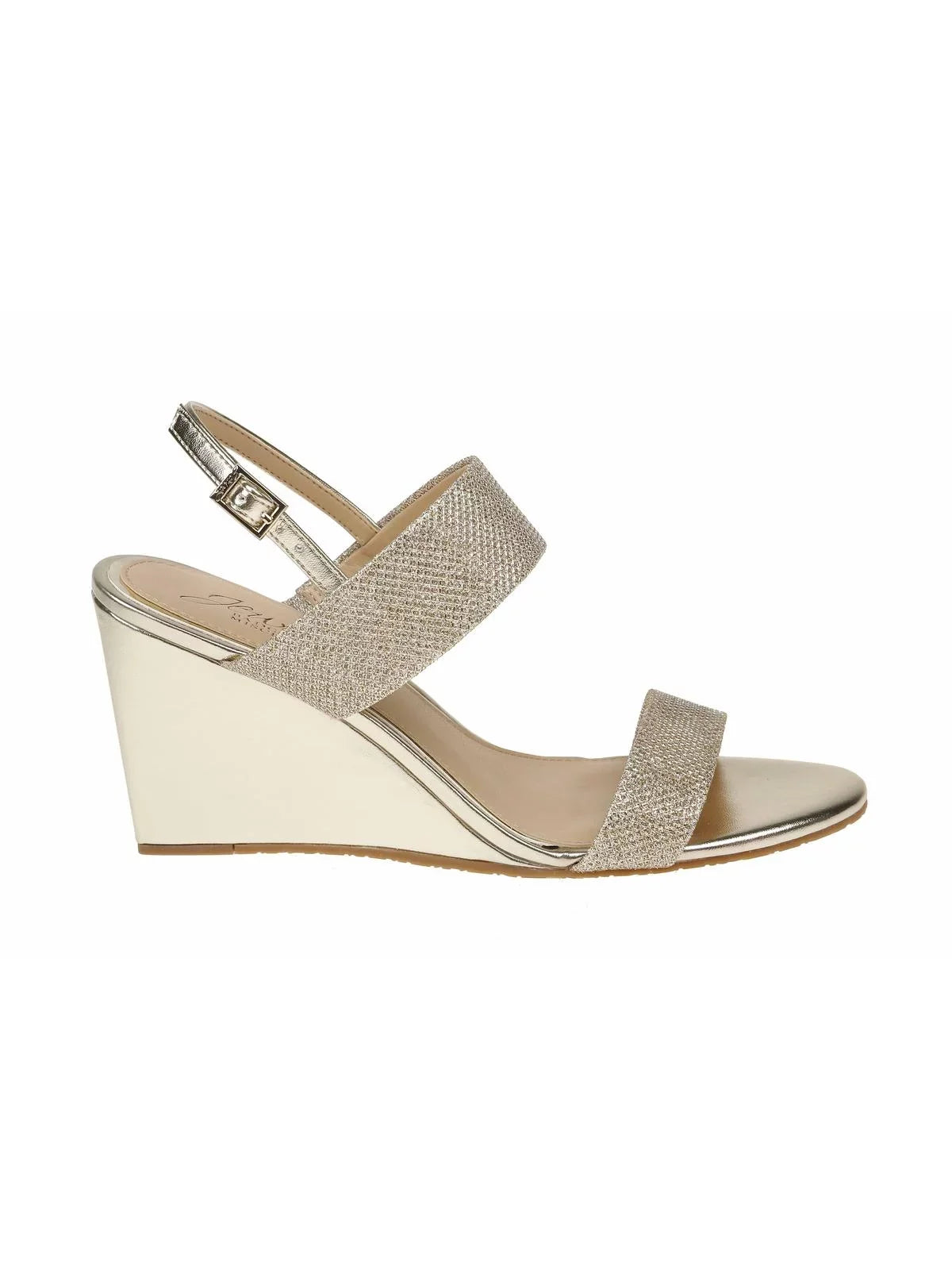 Jewel Badgley Mischka Womens Nisa Glitter Metallic Wedge Sizeandals