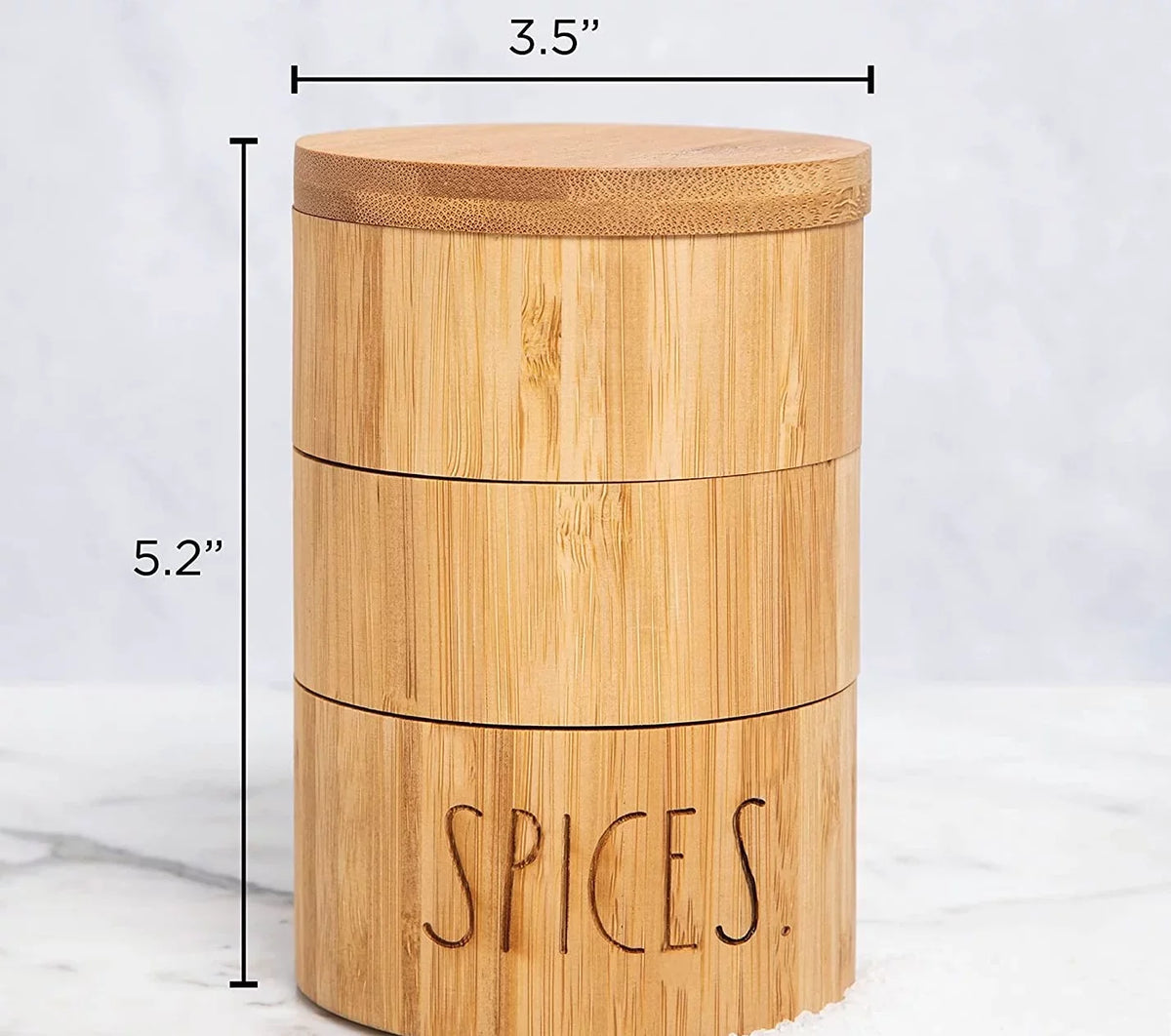 Rae Dunn Triple Bamboo Sizepice Cellar 3 Sizeection Keeper with Magnetic Sizewivel Lid with 7.4oz Capacity