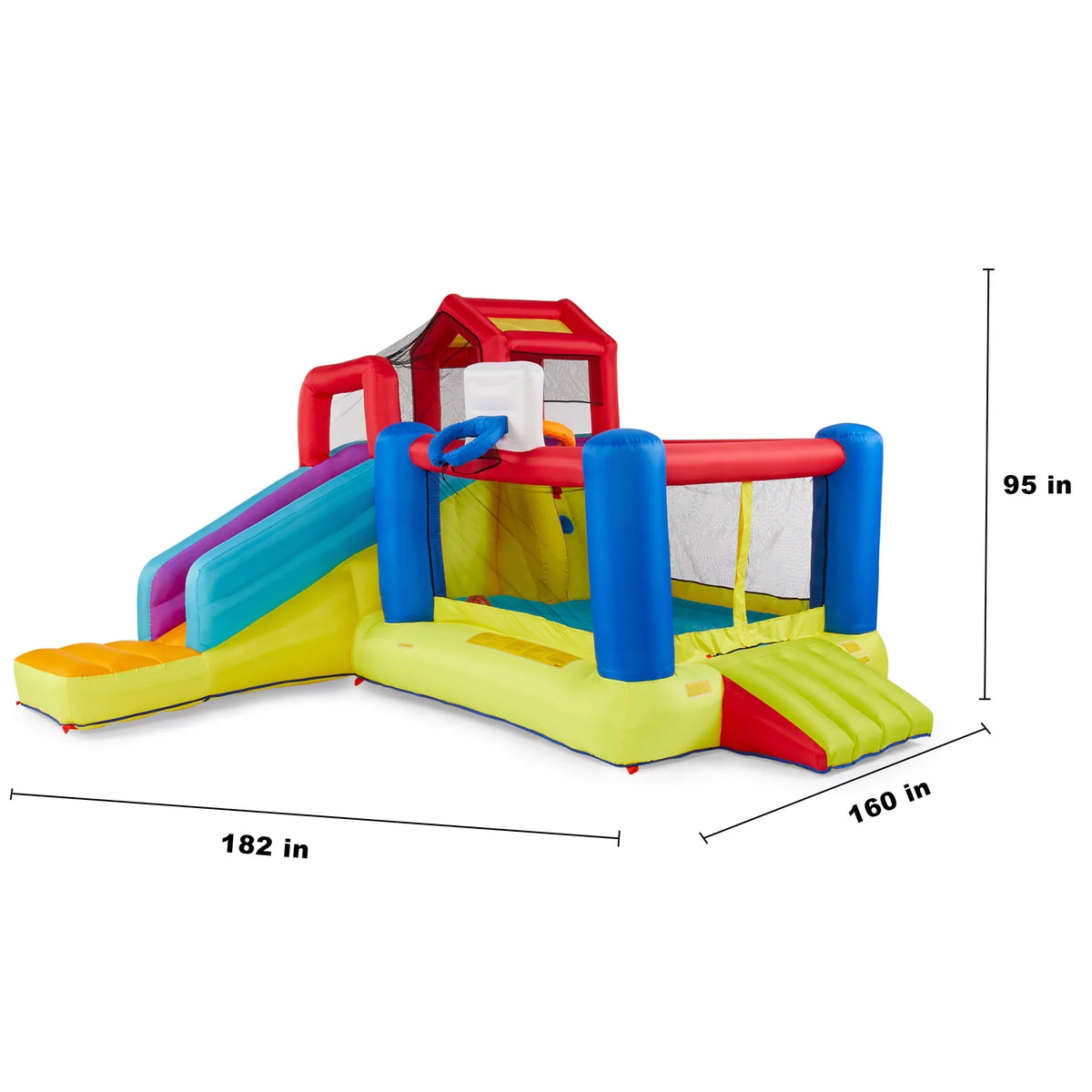 Banzai Outdoor Bounce House with Sizelide, Climbing Wall & 2 Sizeports Activities