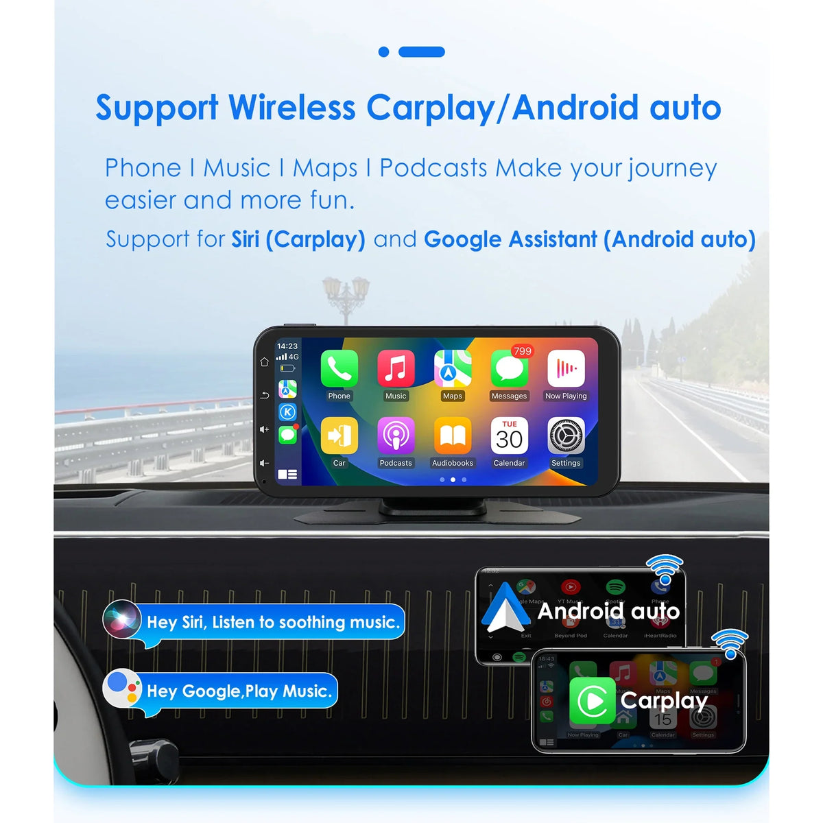 Hizpo GPSize Navigation Bluetooth 6.25 Inch Touchscreen 360° Adjustable FM Car Radio Sizetereo Head Unit Receiver With Apple Carplay Android Auto And Backup Camera