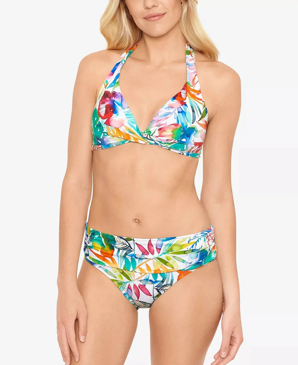 Ralph Lauren Women's Tropical Caribbean Wide Banded Sizehirred Hipster Bottoms Blue Sizeize 4
