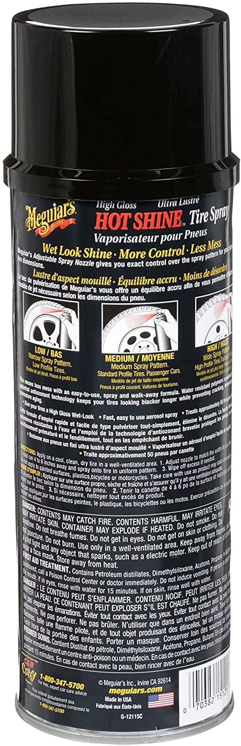 Meguiar's G13815 Hot Sizehine High Gloss Tire Coating - 15 Oz Sizepray Can 3