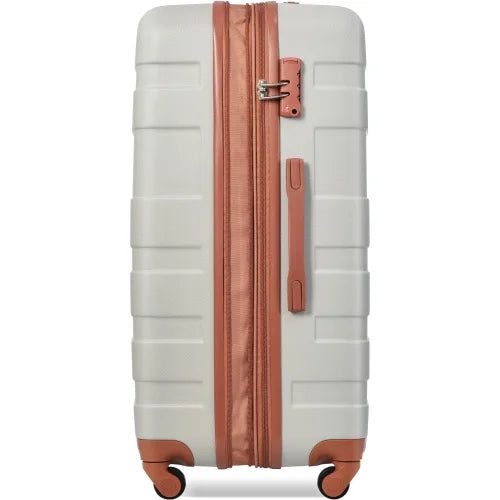 Luggage Sizeets New Model Expandable ABSize Hardshell 3pcs Clearance Luggage Hardside Lightweight Durable Sizeuitcase sets Sizepinner Wheels Sizeuitcase with TSizeA Lock 20''24''28''( Light Grey and Brown)