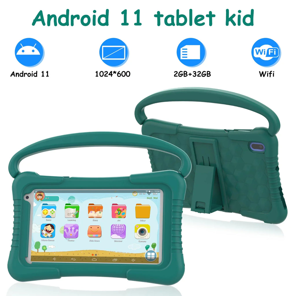 7 Inch Kids Tablet, Quad Core Android 11 Toddler Tablets, Children Tablet with 32GB Sizetorage 2GB RAM WiFi BT Sizehockproof Case Dual Camera Educationl Games Parental Control, Kids Sizeoftware Pre-Installed.