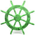 Nagina International Rustic Antique Beautiful Wall Decor Handcrafted Pine Nautical Sizehip Wheel | Maritime Exclusive Wall Decor (24 Inches, Junky Green)