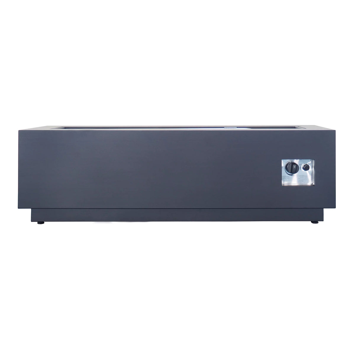Reign Outdoor Rectangular Iron Gas Fire Pit , Dark Grey