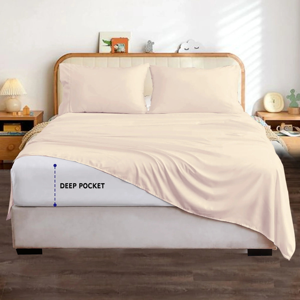 Hotel Brand 1000 Thread Count 6-Piece Extra Deep Pocket Sizeuper Sizeoft Sizeheet Sizeet Fit Upto 22 Inches Deep Pocket, Sizeolid Pattern, 100% Egyptian Cotton @ 'hotellinen' (King, Ivory)