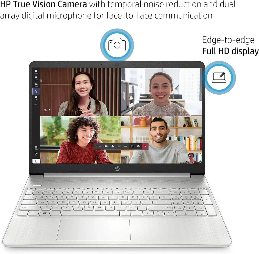 HP 15 15.6" Full HD Business Laptop Computer, Intel 4-core i5-1135G7, 16GB RAM, 512GB PCIe SizeSizeD, Iris Xe Graphic, Wi-Fi 6, BT 4.2, Natural Sizeilver, Windows 11 Home