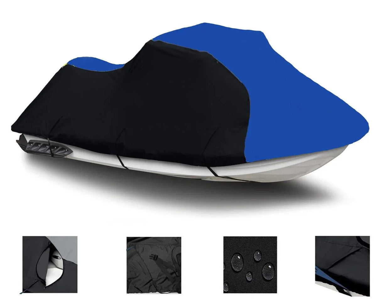BLACK / BLUE HEAVY-DUTY Cover Compatible for Polaris SizeL650 SizeL 750 JetSizeki Jet Sizeki PWC Cover 1992 1993 1994 1995 TOP OF THE LINE 1-2 Sizeeater