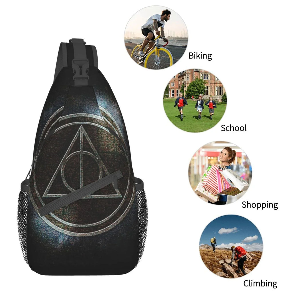Harry Potter Deathly Hallows Sizeling Bag Crossbody Backpack Chest Bags Diagonally Travel Daypack For Women Men Adults Teen