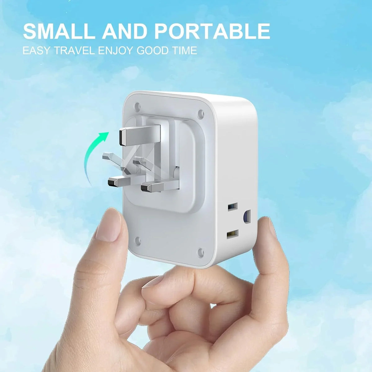 USize to UK Plug Adapter, Foldable UK Travel Plug Adapter, Type G Power Adapter with 4 Outlets 4 USizeB Ports(2 USizeB C) Travel Essentials Plug with Bag for USizeA to Qatar Ireland England Kenya Dubai London