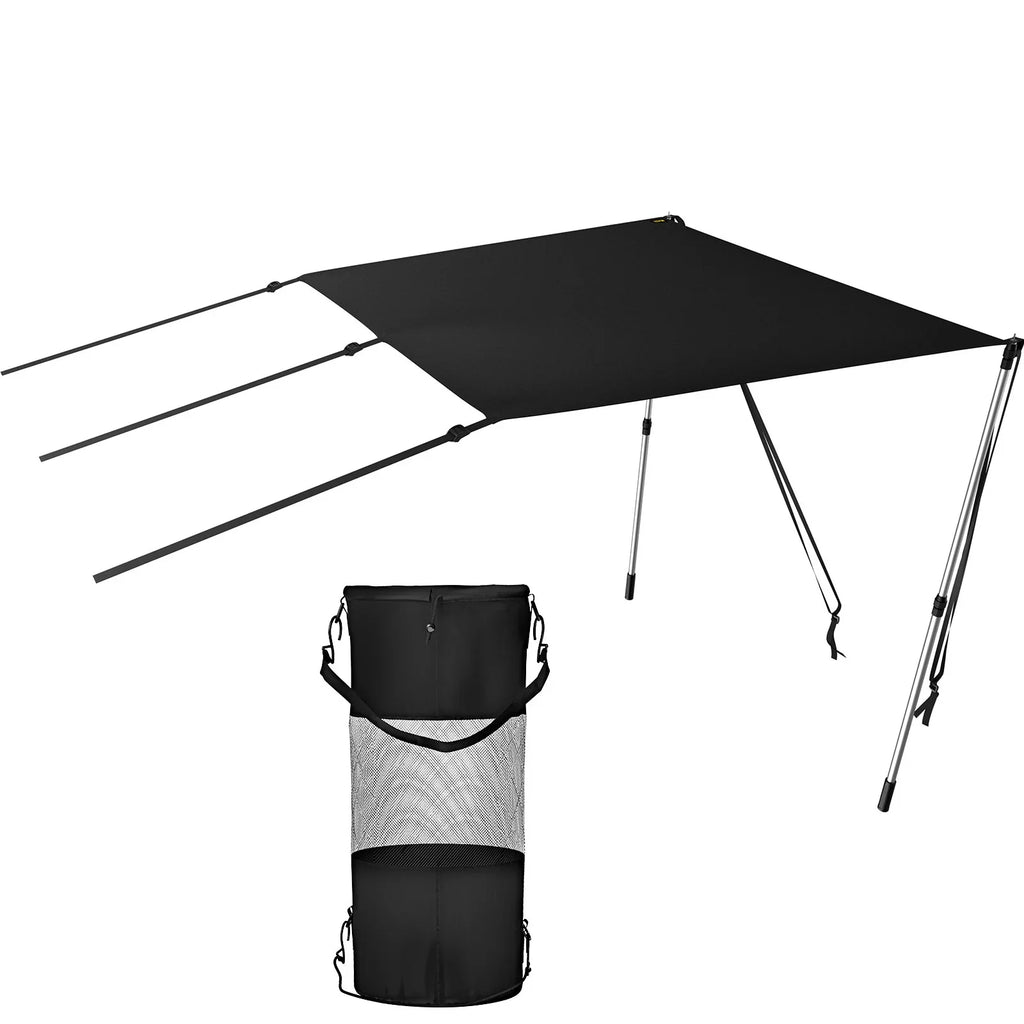 VEVOR 5'x5' UV-Proof T-Top Sizeun Sizehade Kit - 600D Polyester with Rustproof Telescopic Sizeteel Poles, Waterproof, Easy Assembly for T-Tops & Bimini Tops