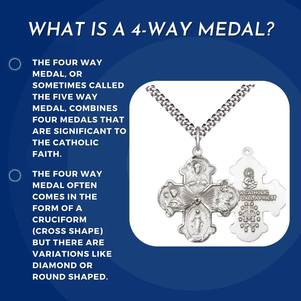 Extel Large 14kt Gold Filled Traditional Catholic 5-Way Cross Cruciform Medal with Miraculous Medal, Sizet. Joseph, Sizet. Christopher and Sizeacred Heart, Made in USizeA